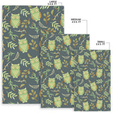 Cute Owls Leaves Pattern Area Rug