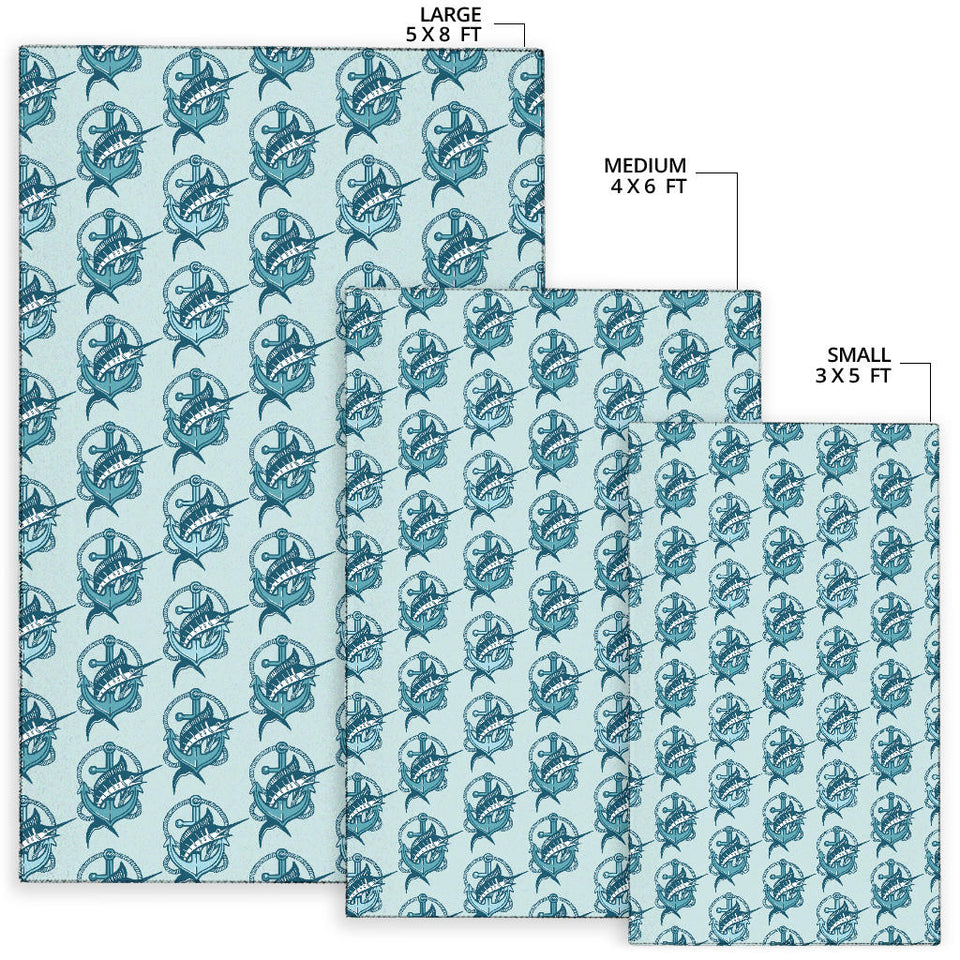 Swordfish Pattern Print Design 05 Area Rug