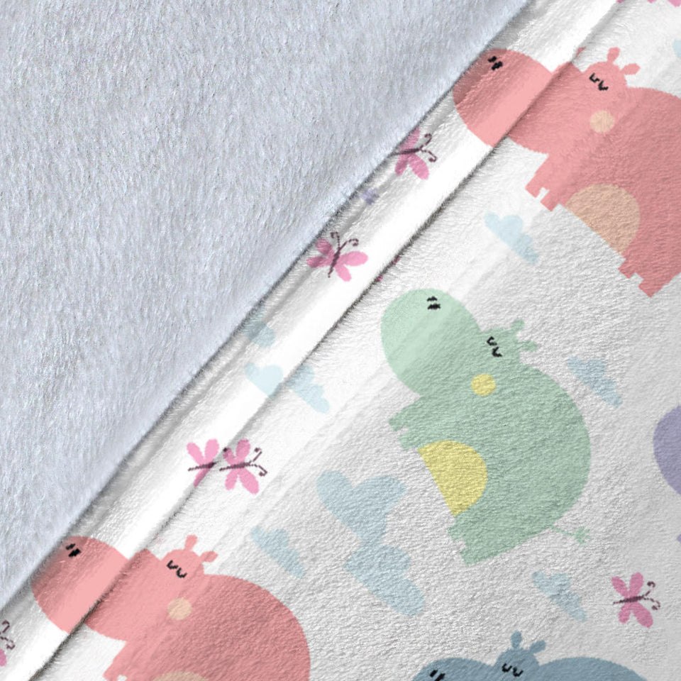 Hippopotamus Pattern Print Design 03 Premium Blanket