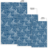 Hand Drawn Sailboat Pattern Area Rug