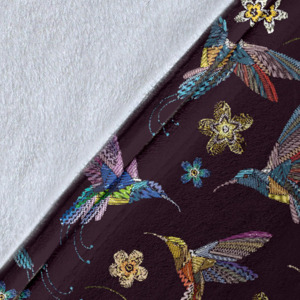 Hummingbird Pattern Print Design 04 Premium Blanket