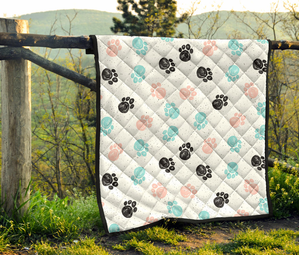 Dog Paws Pattern Print Design 04 Premium Quilt