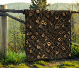 Gold Peacock Feather Pattern Premium Quilt