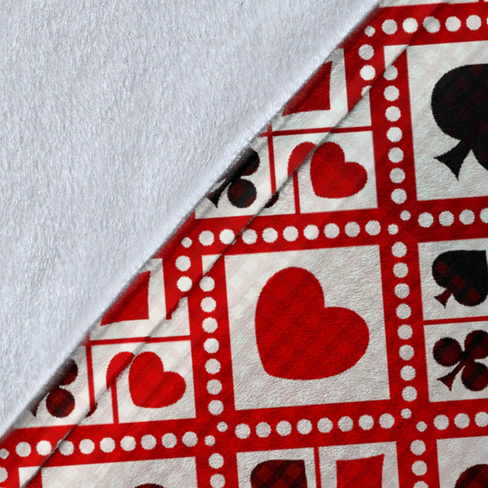Casino Cards Suits Pattern Print Design 03 Premium Blanket