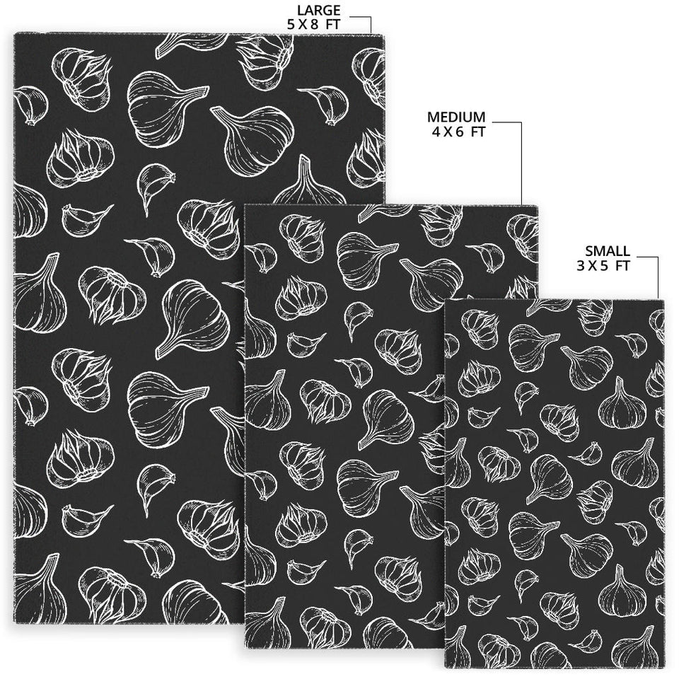 Garlic Pattern Black Background Area Rug