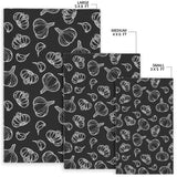 Garlic Pattern Black Background Area Rug