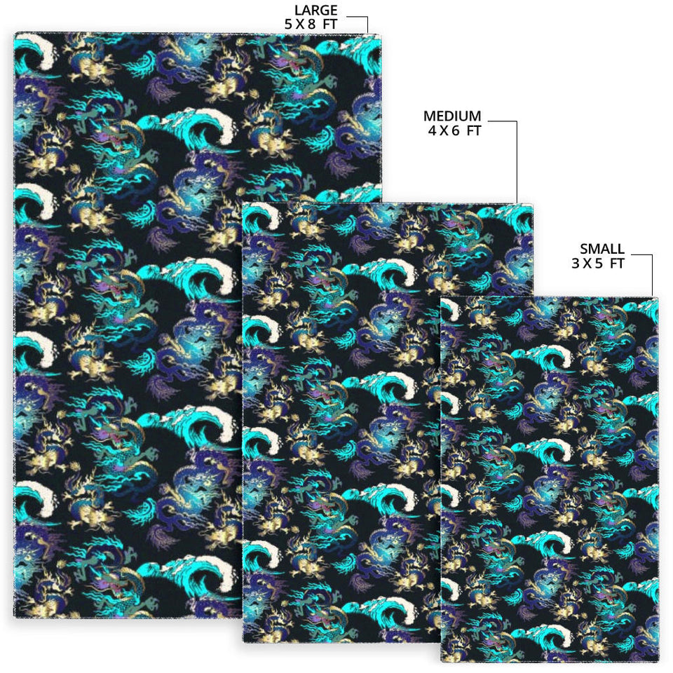 Dragon Sea Wave Pattern Area Rug