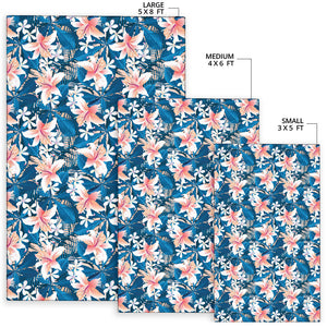 Hibiscus Pattern Print Design 02 Area Rug.