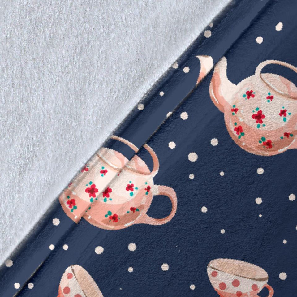Tea pots Pattern Print Design 04 Premium Blanket