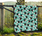 Hedgehog Pattern Print Design 03 Premium Quilt