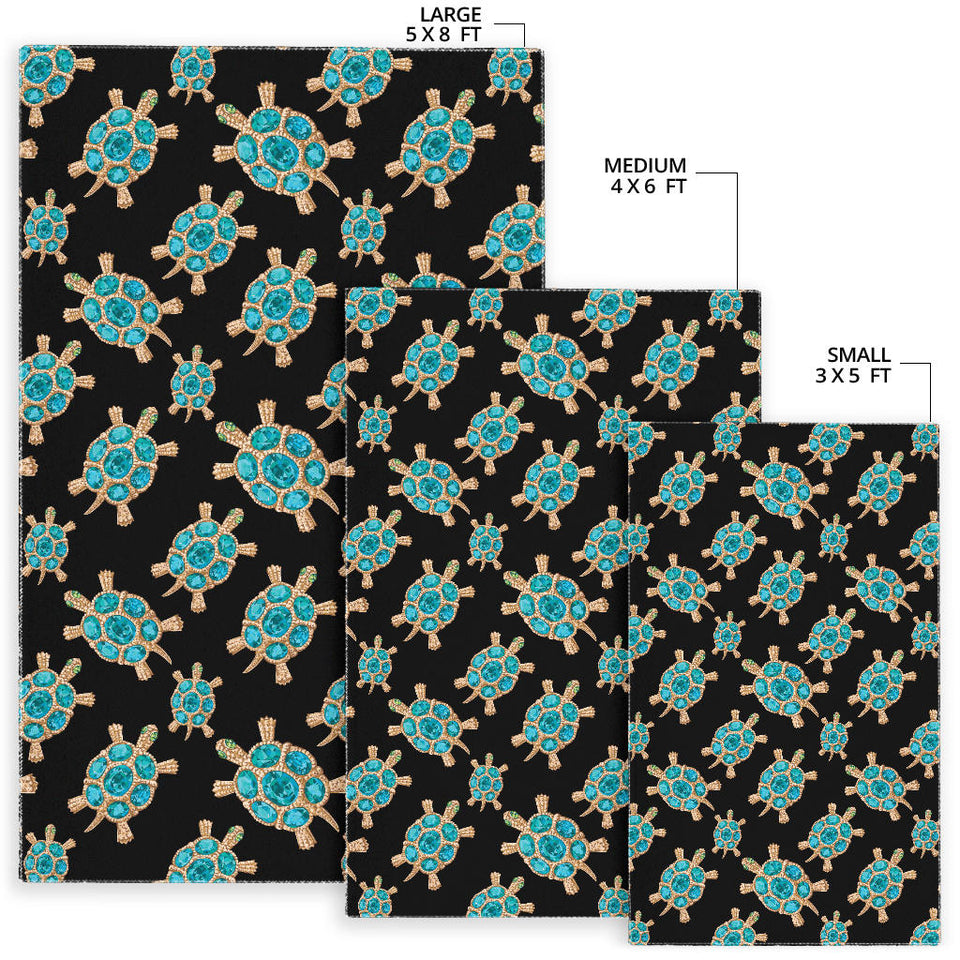 Sea Turtle Blue Stone Pattern Area Rug