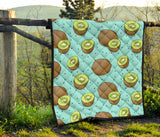 Kiwi Blue Background Premium Quilt