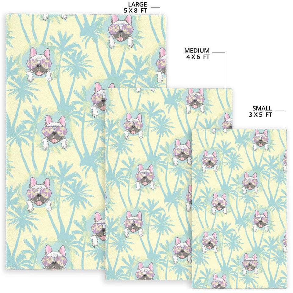 French Bulldog Hawaii Blackground Area Rug