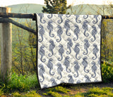Seahorse Pattern Background Premium Quilt