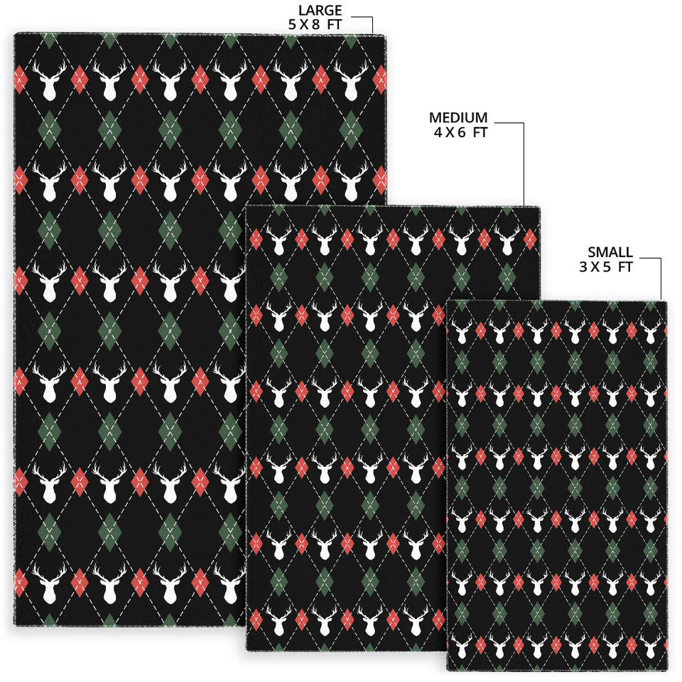 Deer Christmas New Year Pattern Argyle Area Rug