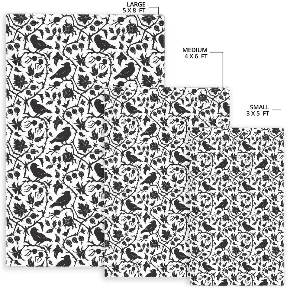 Crow Dark Floral Pattern Area Rug
