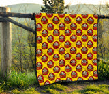 Daruma Japanese Wooden Doll Yellow Background Premium Quilt