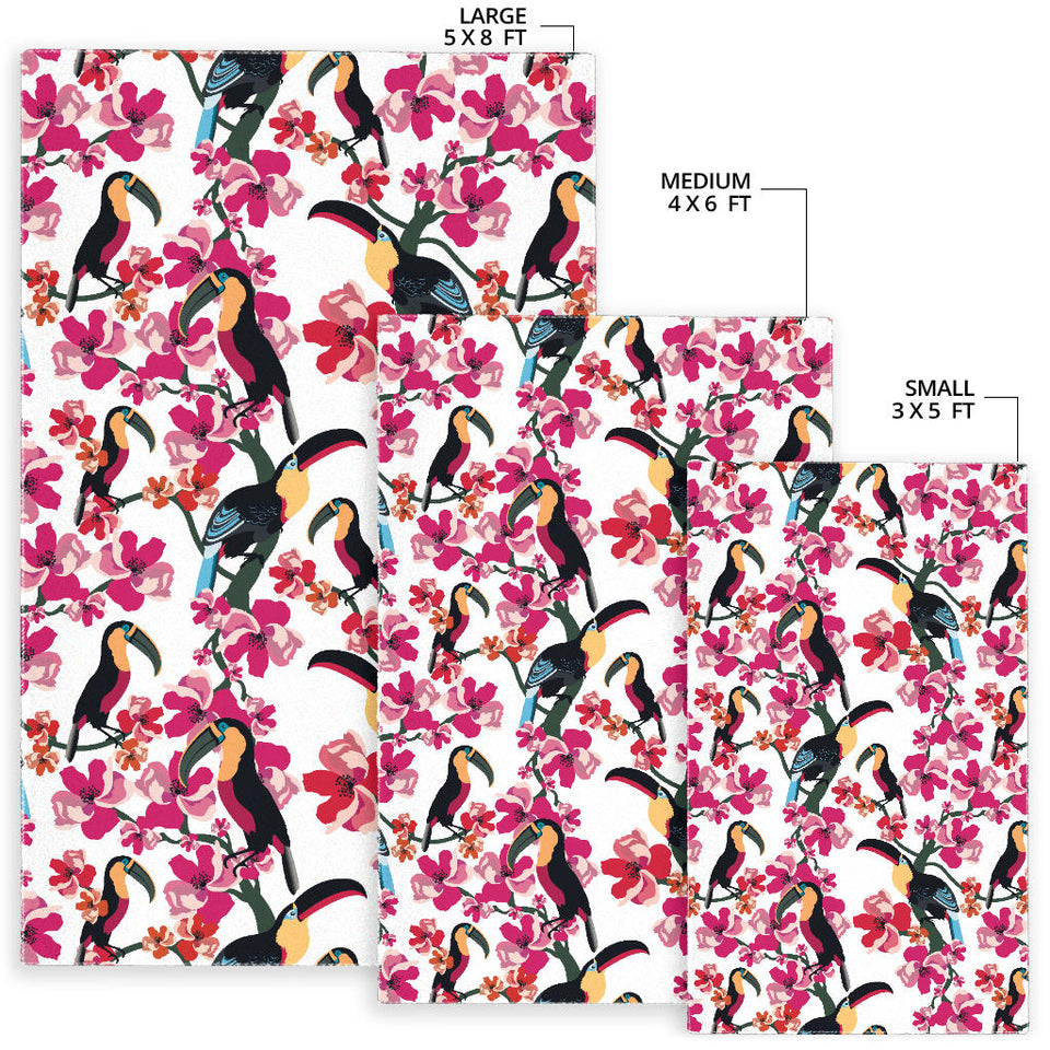 Toucan Flower Design Pattern Area Rug
