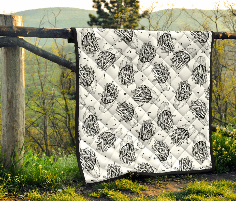 Hand Drawn French Fries Pattern Premium Quilt
