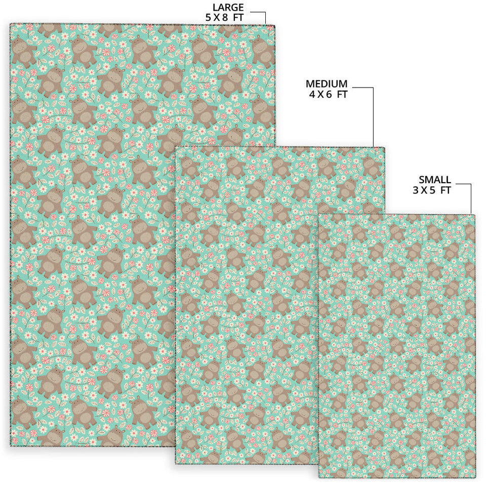Hippopotamus Pattern Print Design 02 Area Rug