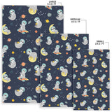 Cute Sloth Astronaut Star Planet Rocket Pattern Area Rug