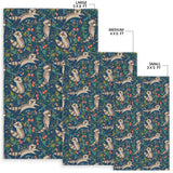 Raccoon Tropical Leaves Pattern Area Rug