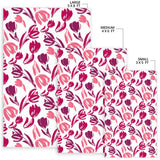Pink Sketch Tulip Pattern Area Rug