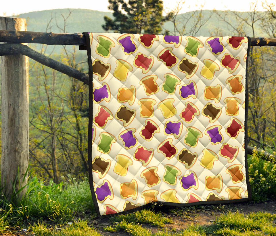 Bread Toast Pattern Print Design 02 Premium Quilt