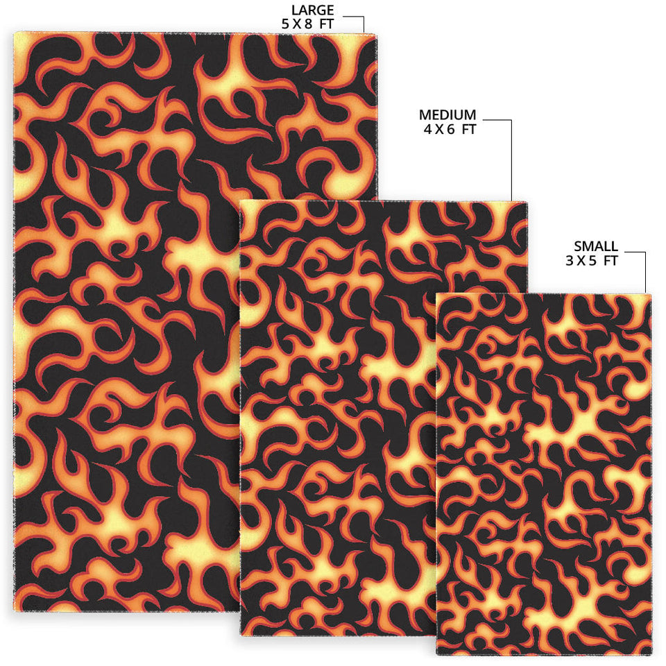 Fire Flame Dark Pattern Area Rug
