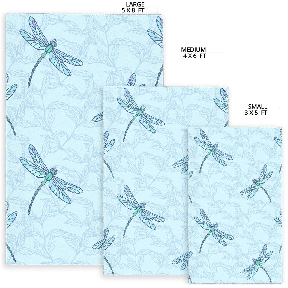 Dragonfly Pattern Blue Background Area Rug