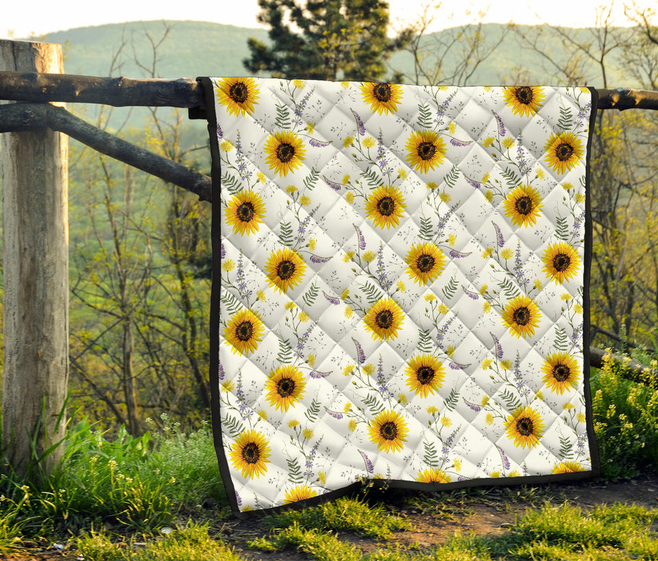 Beautiful Sunflowers Pattern Premium Quilt