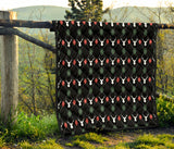 Deer Christmas New Year Pattern Argyle Premium Quilt.