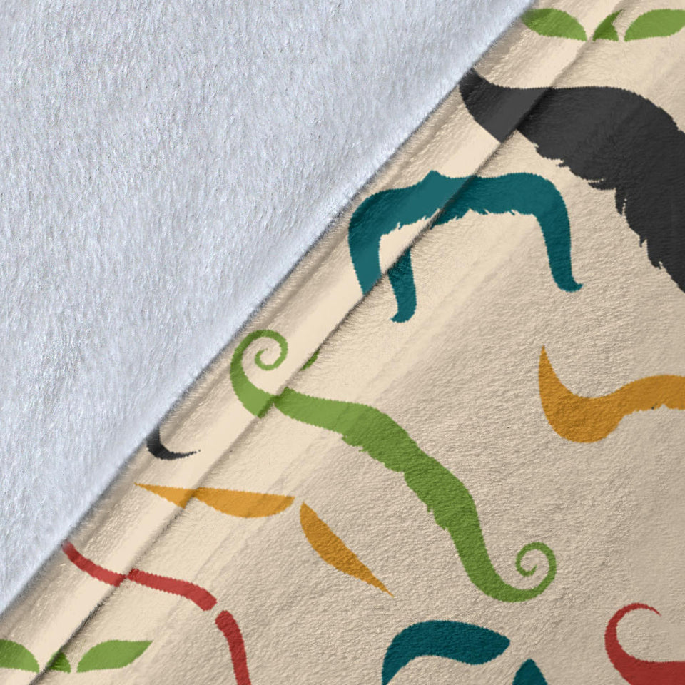 Mustache Beard Pattern Print Design 03 Premium Blanket