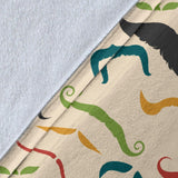 Mustache Beard Pattern Print Design 03 Premium Blanket