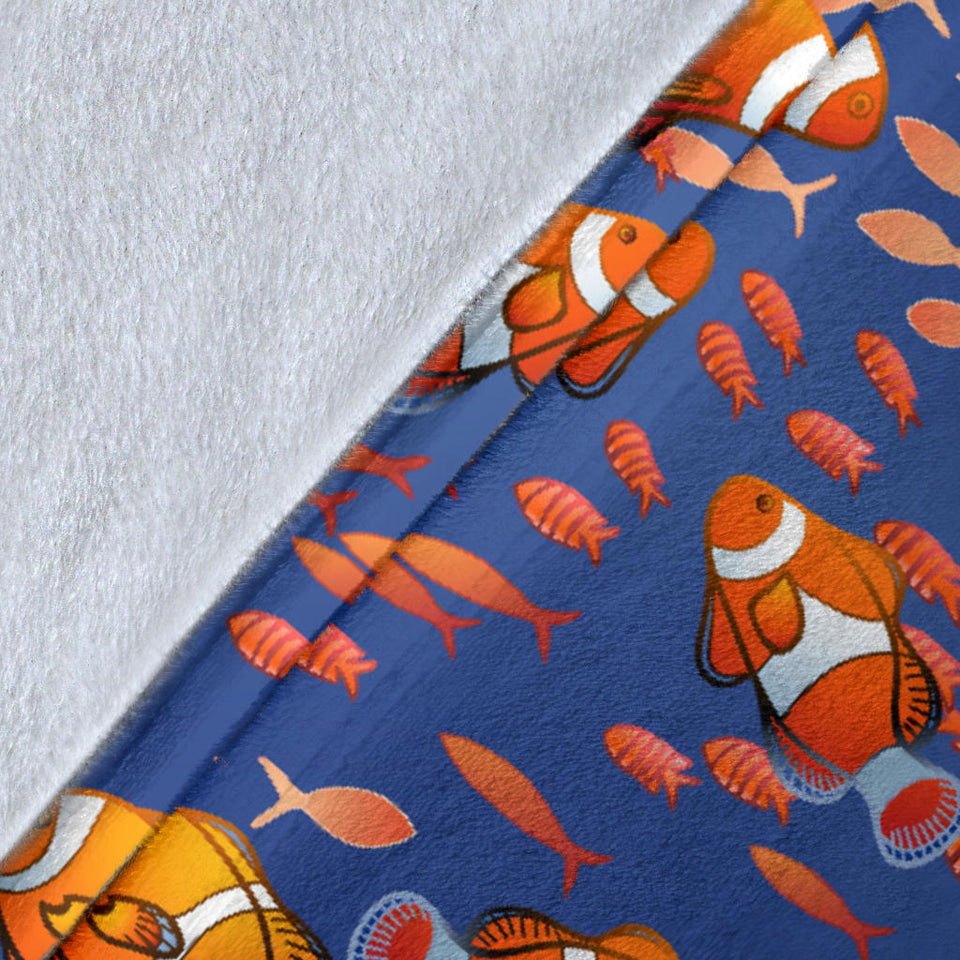 Clown Fish Pattern Print Design 04 Premium Blanket