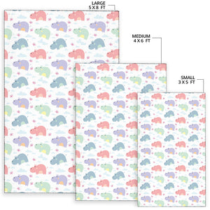Hippopotamus Pattern Print Design 03 Area Rug