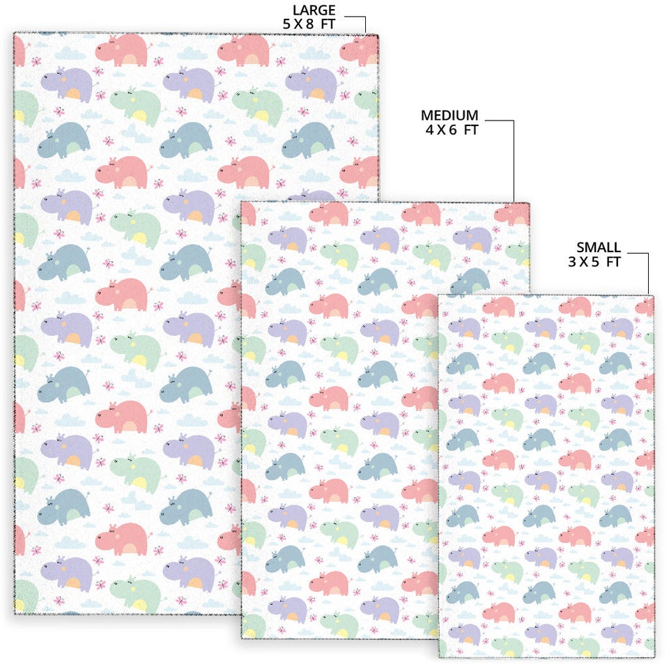 Hippopotamus Pattern Print Design 03 Area Rug