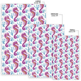 Purple Seahorse Blue Coral Pattern Area Rug