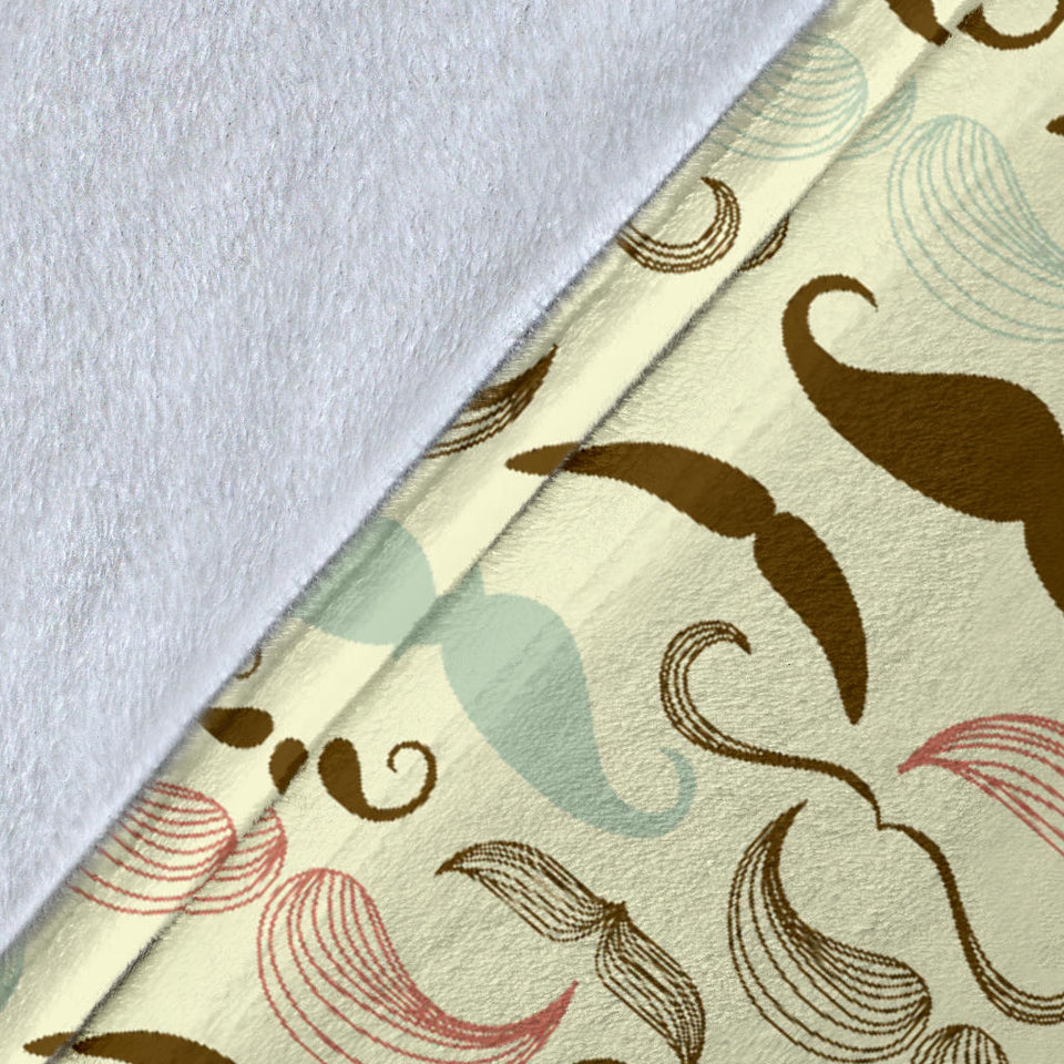 Mustache Beard Pattern Print Design 01 Premium Blanket