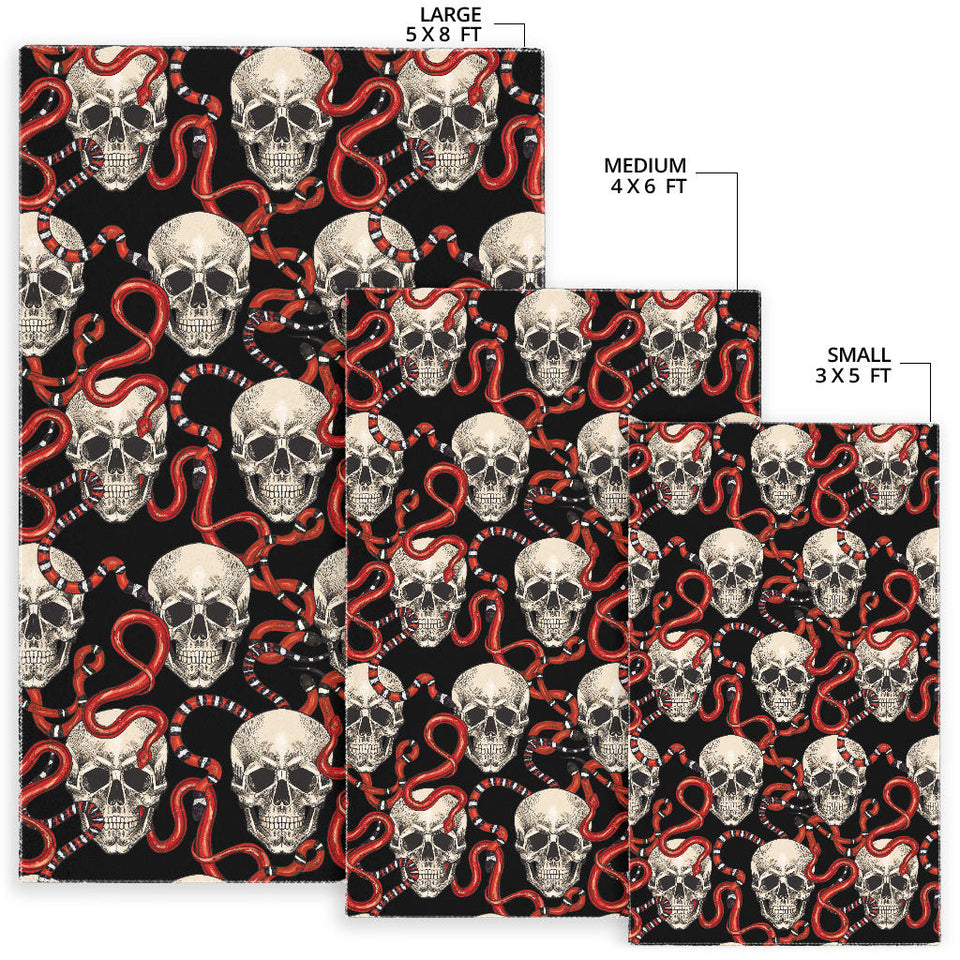 Red Snake Skull Pattern Area Rug