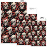 Red Snake Skull Pattern Area Rug