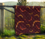 Boomerang Australian Aboriginal Ornament Circle Black Background Premium Quilt