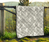 White Swan Gray Background Premium Quilt