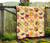 Cake Cupcake Heart Cherry Pattern Premium Quilt