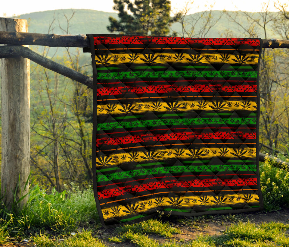 Canabis Marijuana Weed Pattern Print Design 04 Premium Quilt