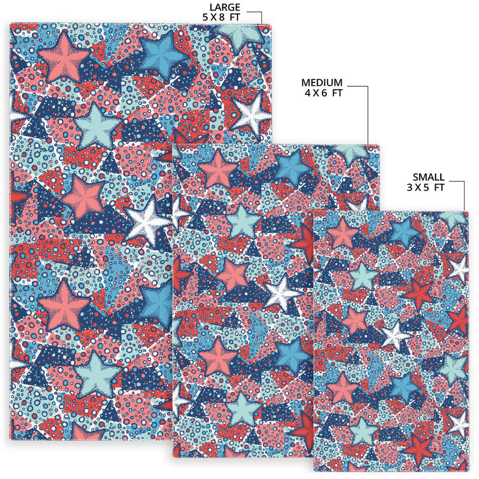 Hand Drawn Colorful Starfish Area Rug