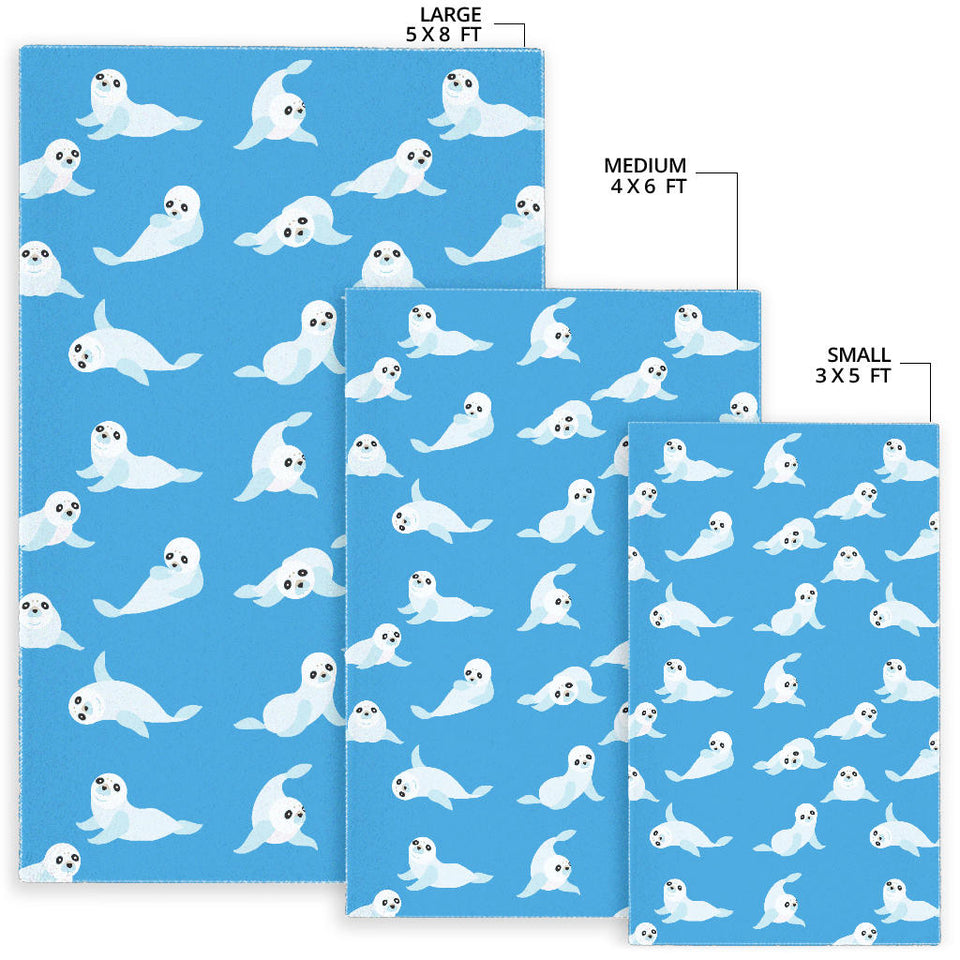 Cute Sea Lion Seal Pattern Background Area Rug