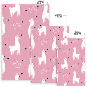 Llama Alpaca Pink Background Area Rug
