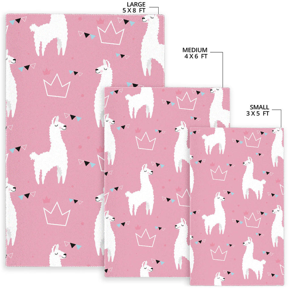 Llama Alpaca Pink Background Area Rug