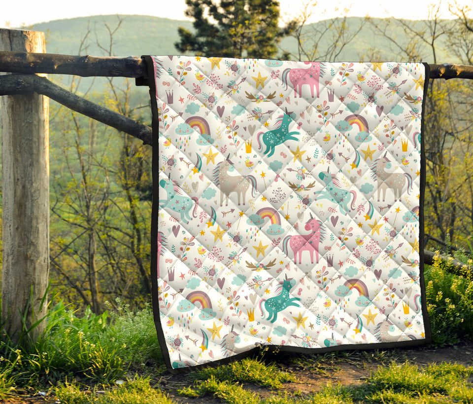 Colorful Unicorn Pattern Premium Quilt